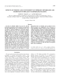 Effects of Feeding and Confinement on Nitrogen Metabolism and Excretion in the Gulf Toadfish Opsanus Beta