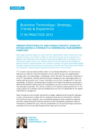 Strategy, Trends & Experience IT in PRACTICE 2013