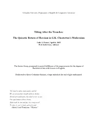 The Quixotic Return of Heroism in GK Chesterton's Modernism
