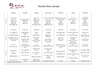 Weekly Menu Sample