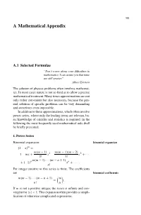 A Mathematical Appendix