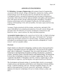 AEROSPACE ENGINEERING 9.1 Definition