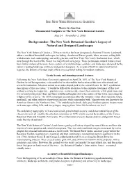 Backgrounder: the New York Botanical Garden's Legacy Of