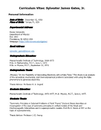 Curriculum Vitae: Sylvester James Gates, Jr
