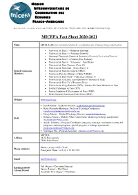 MICEFA Fact Sheet 2020-2021