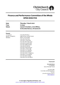 Minutes of Finance and Performance Committee of the Whole
