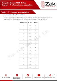 (Notes) Chapter: 1.1 Information Representation Topic
