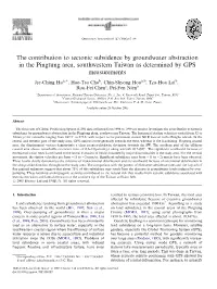 The Contribution to Tectonic Subsidence by Groundwater Abstraction in the Pingtung Area, Southwestern Taiwan As Determined by GPS Measurements