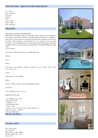 Villa Pink Shell - Cape Coral Villa Rental Details