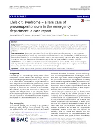 Chilaiditi Syndrome – a Rare Case of Pneumoperitoneum in the Emergency Department: a Case Report Mohamed M