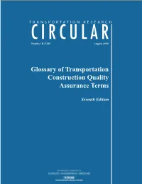 Glossary of Transportation Construction Quality Assurance Terms