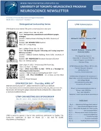 Program in Neuroscience University of Toronto