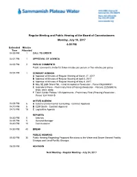 Regular Meeting and Public Hearing of the Board of Commissioners Monday, July 10, 2017 4:00 PM Estimated Minutes Time Allocated 04:00 PM 1 CALL to ORDER