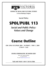 SPOL/PUBL 113 Social and Public Policy: Values and Change