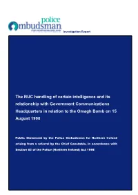 The RUC Handling of Certain Intelligence and Its Relationship with Government Communications Headquarters in Relation to the Omagh Bomb on 15 August 1998