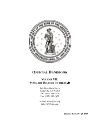 Volume Vii: Summary History of the Sar