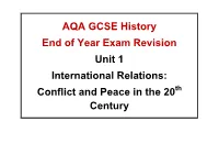 AQA GCSE History End of Year Exam Revision Unit 1