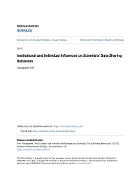 Institutional and Individual Influences on Scientists' Data Sharing Behaviors