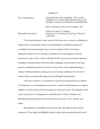 The Lived Experience of Moving Meditation for Findng a Flow in Thinking and Writing