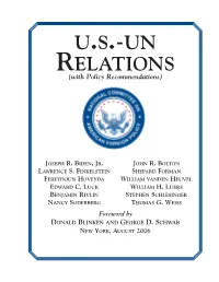 U.S.-UN RELATIONS (With Policy Recommendations)