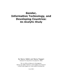 Gender, Information Technology, and Developing Countries: an Analytic Study