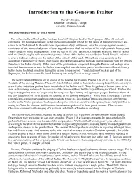 Introduction to the Genevan Psalter
