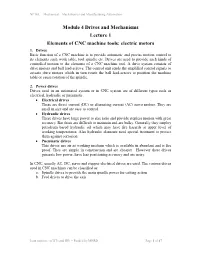Module 4 Drives and Mechanisms Lecture 1 Elements of CNC Machine Tools: Electric Motors 1