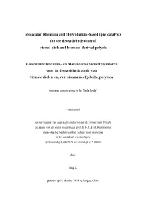 Molecular Rhenium and Molybdenum-Based (Pre)Catalysts for the Deoxydehydration of Vicinal Diols and Biomass-Derived Polyols