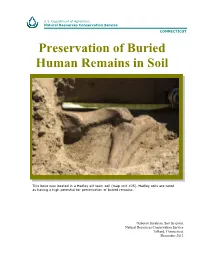 Preservation of Buried Human Remains in Soil by Map Unit, Soil Survey of the State of Connecticut