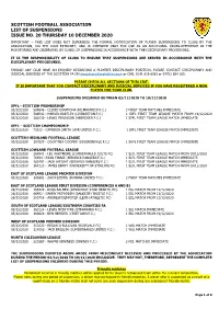 Scottish Football Association List of Suspensions Issue No