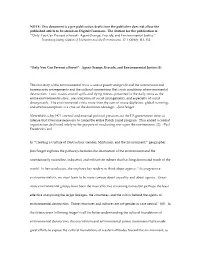 Agent Orange, Ecocide, and Environmental Justice.” Interdisciplinary Studies of Literature and the Environment