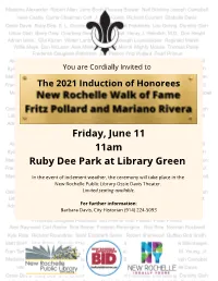 Friday, June 11 11Am Ruby Dee Park at Library Green