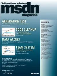 Generation Test Team System Code Cleanup Data Access