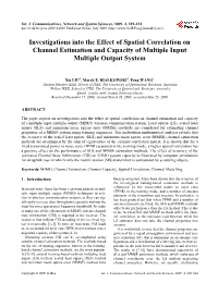 Investigations Into the Effect of Spatial Correlation on Channel Estimation and Capacity of Multiple Input Multiple Output System