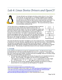 Lab 4: Linux Device Drivers and Opencv