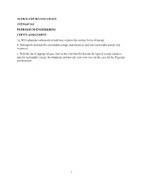 OCHENI CHUBIYOJO GRACE 15/ENG07/031 PETROLEUM ENGINEERING CHE574 ASSIGNMENT 1A. with Adequate Mathematical Relations, Explain the Various Forms of Energy B