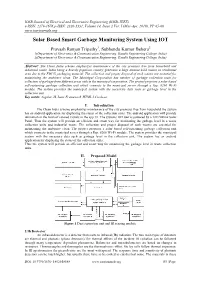 Solar Based Smart Garbage Monitoring System Using IOT