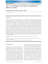 The Coâ•'Occurring Use and Misuse of Cannabis and Tobacco: a Review