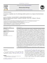 Variation in Habitat Use of Coexisting Rodent Species in a Tropical Dry Deciduous Forest