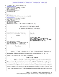Complaint for Declaratory Judgment of Non-Infringement of U.S