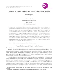 Impacts of Public Support and Voices Pluralism in Macao Newspapers