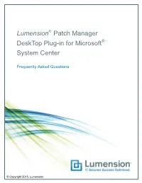 Lumension Patch Manager Desktop Plug-In for Microsoft System Center