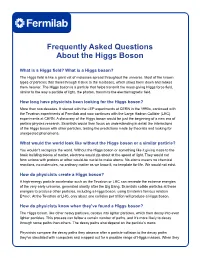 Read Frequently Asked Questions About the Higgs Boson