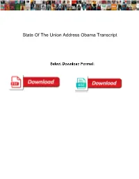 State of the Union Address Obama Transcript