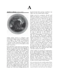 Andrew Adams (1736–1797) Married Eunice Buel, and They Would Have One Child, a Son, Also Named Andrew Adams