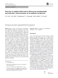 Detection of Antimicrobial Traits in Fluorescent Pseudomonads And