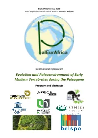 Evolution and Paleoenvironment of Early Modern Vertebrates During the Paleogene Program and Abstracts