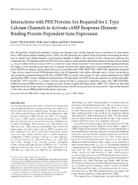Interactions with PDZ Proteins Are Required for L-Type Calcium Channels to Activate Camp Response Element- Binding Protein-Dependent Gene Expression