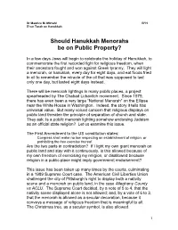 Should Hanukkah Menorahs Be on Public Property?