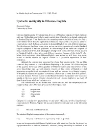 Syntactic Ambiguity in Hiberno-English